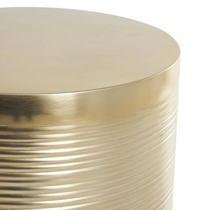 Mesa auxiliar de tambor acanalada oro/plata, juego de 3